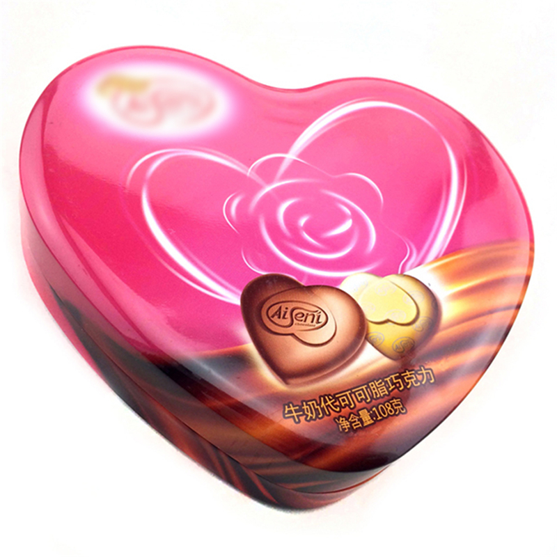 Fødevarekvalitet hjerteformet chokolade slik tin boks