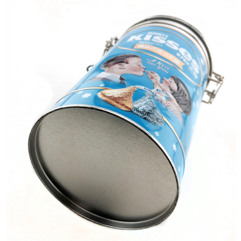 Fødevarekvalitet brugerdefineret trykt rundt kaffe tin boks med lufttæt låg