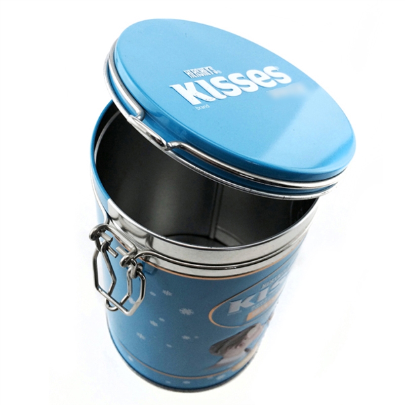Fødevarekvalitet brugerdefineret trykt rundt kaffe tin boks med lufttæt låg