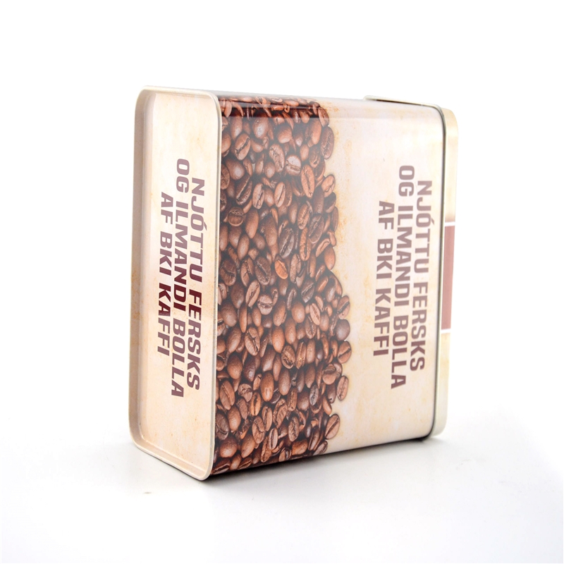 Brugerdefineret rektangulær kaffebønner tin boks med matkvalitet