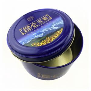 Metal kinesisk stil rund te tin boks