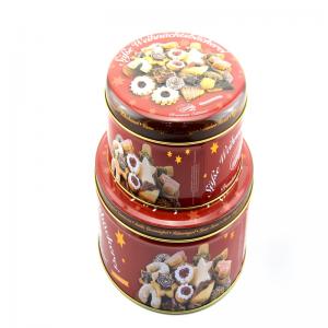 Brugerdefineret trykt rundkage kiks tin boks med præget logo