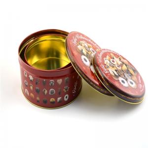 Brugerdefineret trykt rundkage kiks tin boks med præget logo