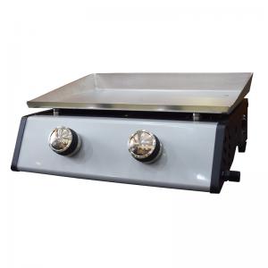 Bærbart udendørs støbejern plancha gas grill 2 brændere