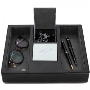 Sort læder betjent bakke