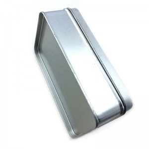 Brugerdefineret sølvlakeret rektangulær kosmetisk tinkasse med præget logo