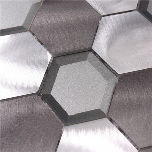Aluminium Metalblanding Glas Hexagon Mosaic Tile til køkkenvægsbacksplash