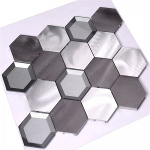 Aluminium Metalblanding Glas Hexagon Mosaic Tile til køkkenvægsbacksplash
