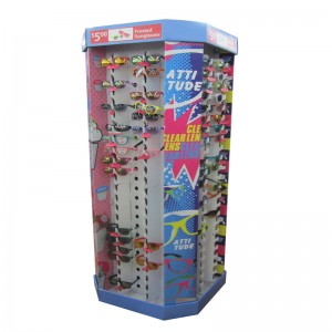 Skræddersyet brillevisning rack / Floor Stand / Papp Display Hook Display