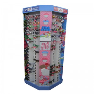 Skræddersyet brillevisning rack / Floor Stand / Papp Display Hook Display