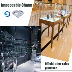 Tilpas smykkeskærmsæt luksus displayskab og udstillingsvindue til smykkebutik
