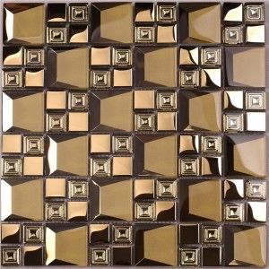 HDT04 Hot Seling Beveled Electroplated Rose Gold Color Glass Mosaic Fliser