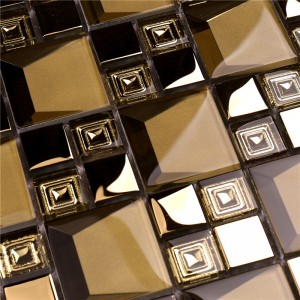 HDT04 Hot Seling Beveled Electroplated Rose Gold Color Glass Mosaic Fliser