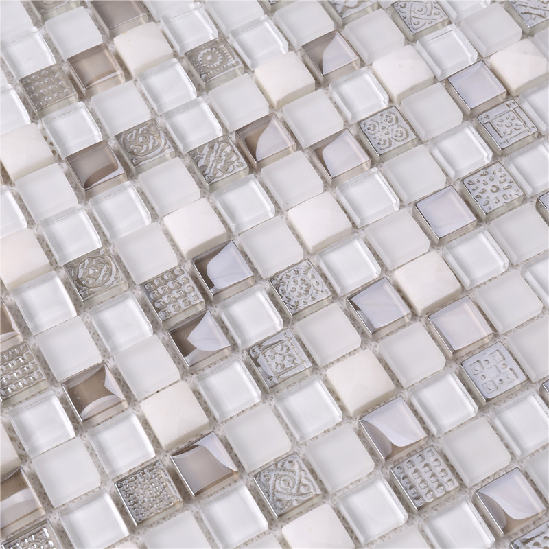 HK61 Hvidblanding Grå Kina Gradientglas Mosaikfliser til stue