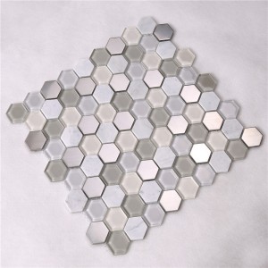 Hexagon Diamond Formed Glass Mosaic Fliser