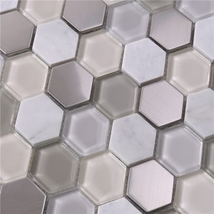 Hexagon Diamond Formed Glass Mosaic Fliser