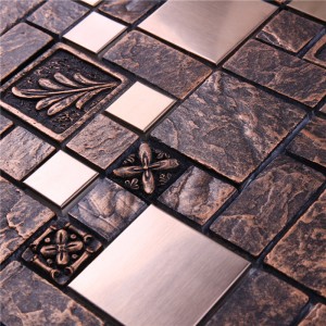 HYJ15 300 * 300 Engros Metal Mix Glas og harpiks Mosaik vægfliser