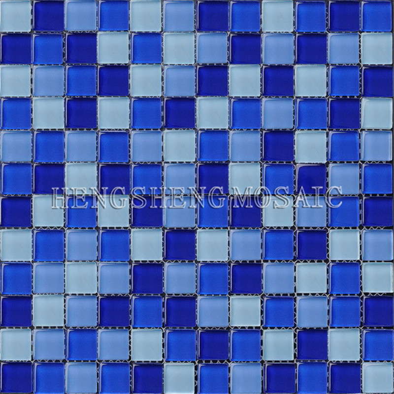 HXB104 Ikke-glidende firkantede glasmosaikfliser til billig swimmingpool Mosaikfliser blå