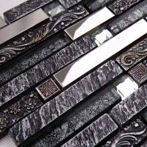 Seneste design romersk antik luksuriøs bronze Anaglyph harpiks blandet glitter krystalglasmosaikflise