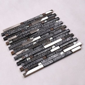 Seneste design romersk antik luksuriøs bronze Anaglyph harpiks blandet glitter krystalglasmosaikflise