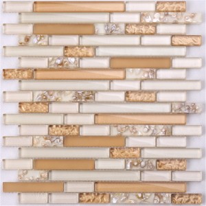 Dubai guldstripe Crystal Glass Wall Mosaic Tile Til Køkken