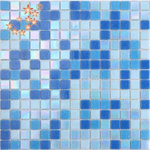 Billig blå glas swimmingpool mosaikfliser Brugerdefineret størrelse delfinform Wyih Multi Color