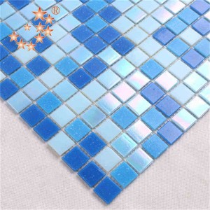 Billig blå glas swimmingpool mosaikfliser Brugerdefineret størrelse delfinform Wyih Multi Color