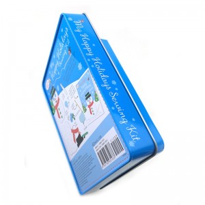 Nyt design lille rektangulær julegave tin æske med vindue