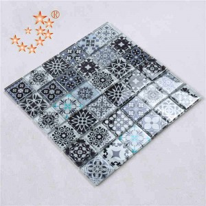 Engros firkantet blå marokkansk krystalglas Mosaikfliser krystal porcelæn fliser til Hotel Club dekoration vægge