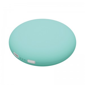 Genopladelig rund håndvarmer dobbelt sideopvarmning håndvarmer