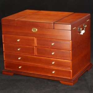 Triple låg træ smykkeskrin