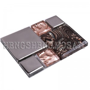 Topklasse galvaniseret glas blander rav mosaikfliser til baggrundsplashindretning