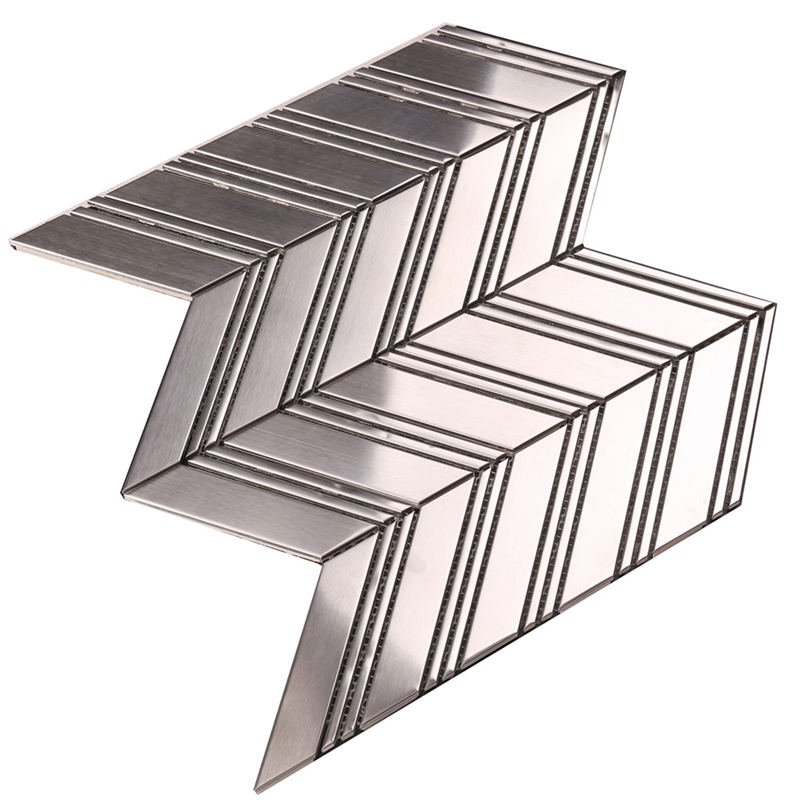 Arrowhead Metal Herringbone Mosaic Backsplash Fliser