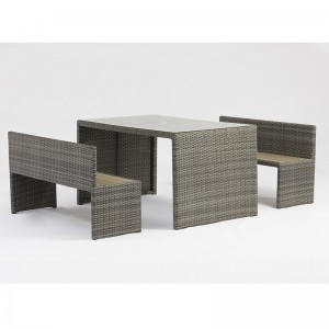 Rattan firkantet bordplads parkbænk udendørs møbler med paraplyhul