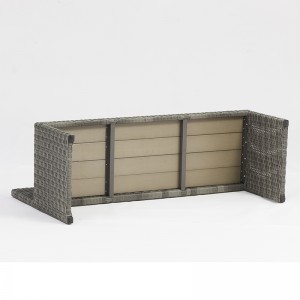 Rattan firkantet bordplads parkbænk udendørs møbler med paraplyhul