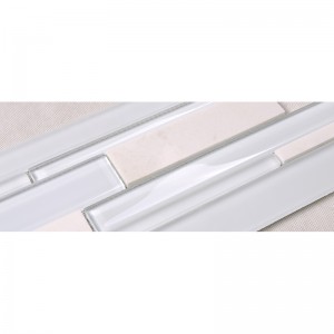 Fabrikspris Hvid glasblanding Marmorstenstrimmel Mosaikfliser til køkkenbagsplæggevæg