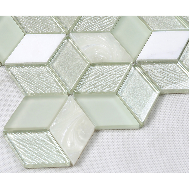3D-effekt Crystal Hexagon Glass Mosaic White Kitchen Backsplash Bordplade Dekorationsvægge Fliser