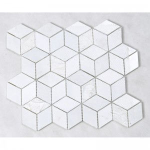 3D-effekt Crystal Hexagon Glass Mosaic White Kitchen Backsplash Bordplade Dekorationsvægge Fliser