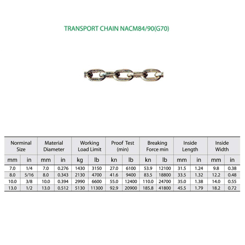 G70 Alloy Steel Transport Chain Nacm-96 YZ