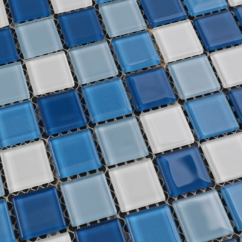 Konkurrencedygtig pris Crystal Glass Mosaic Billig Swimming Pool Tile Blue