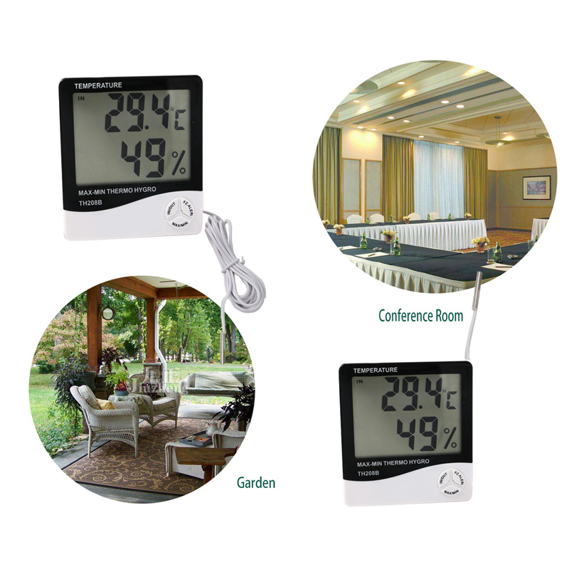 Hygrometer har beslag og store LCD-skærme til stue kontoret