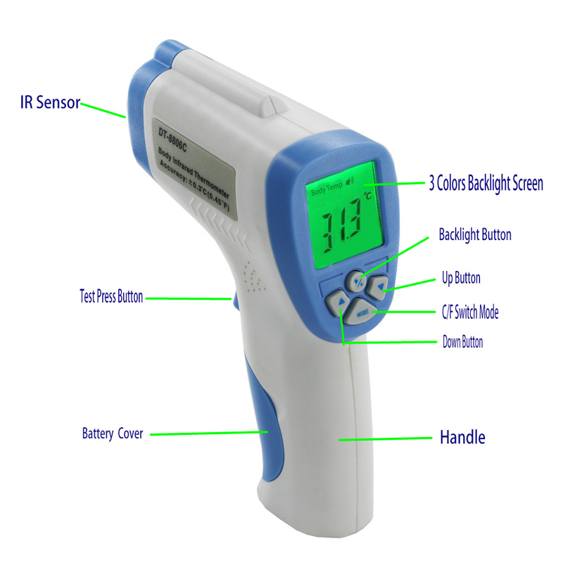 Infrarødt termometer kan måle fra 32C til 43Celsius for børn og voksne