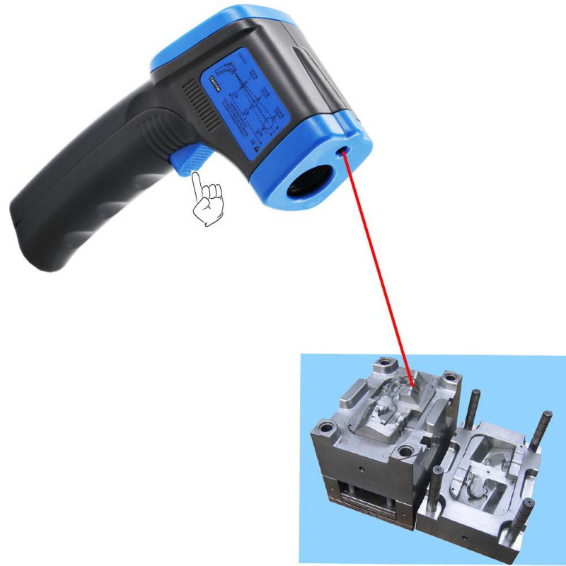 Ikke-kontakt laser målende infrarødt termometer temperatur pistol til industriel med justerbar emission