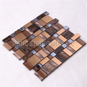 AE52 Hot Sale Luksus Kobberguld Nordamerika Harpiksfolie Glas Blandet metalmosaikfliser