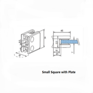 Rustfrit stål firkantet type med pladeglasklemme