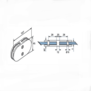 Rustfrit stål 180 grader mellemklasse D-glas