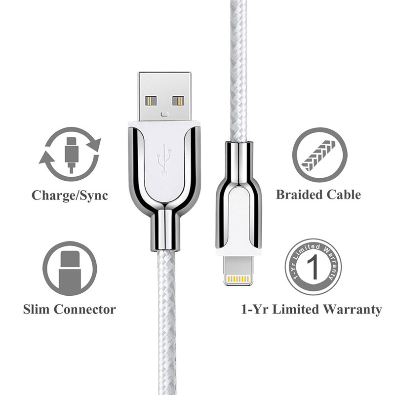 KPS-8445CB USB-kabel af zinklegering nylon / bomuld garn