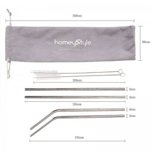 SUS304 (18/8) Metalstrå | Drikkehår af rustfrit stål i fødevarekvalitet | Genanvendelige metalstrå