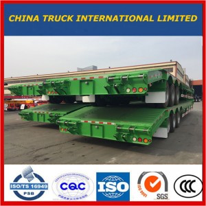 Grøn 3 aksler Gravemaskine Transport Gooseneck Lowboy Low Bed Lowbed Semi Trailer