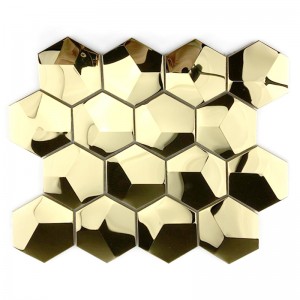 3D guld mosaik fliser hexagon spejl fliser metal mosaik til køkken splashback / badeværelse udsmykning